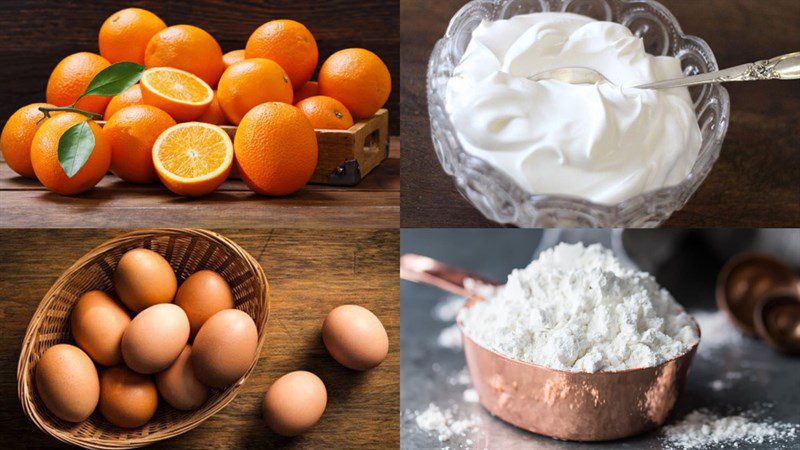 Ingredients for orange sponge cake roll