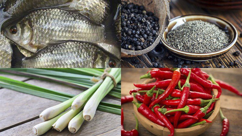 Ingredients for braised carp dish