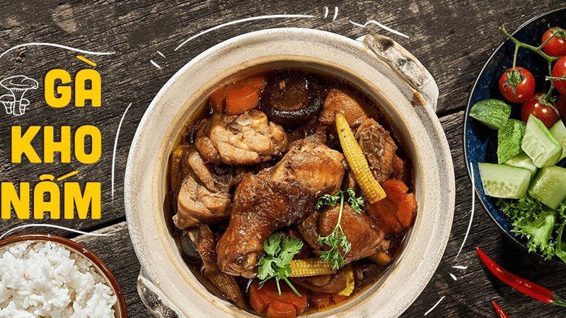 Braised chicken with mushrooms