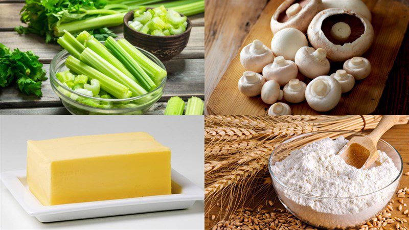 Ingredients for celery mushroom soup