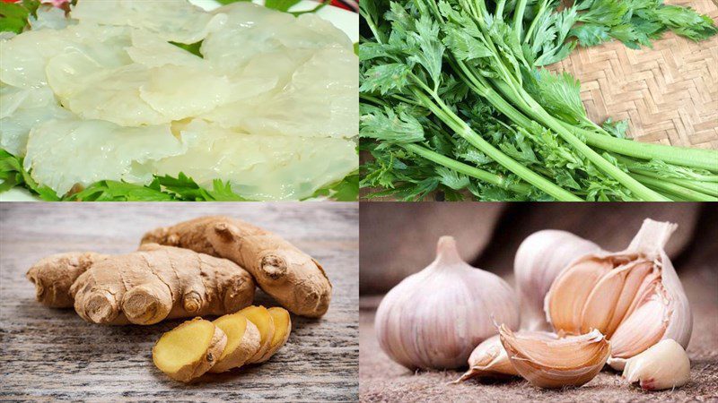 Ingredients for the dish 2 ways to make stir-fried jellyfish with celery