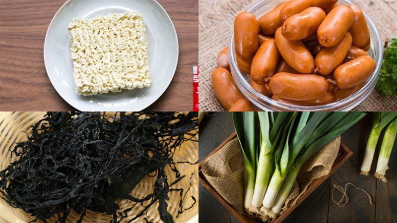 Ingredients for the dish 2 ways to make stir-fried noodles with sausage