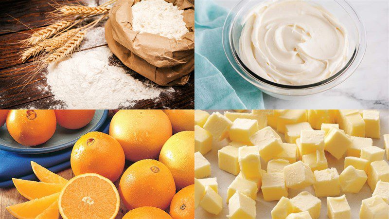 Ingredients for cheese orange tart