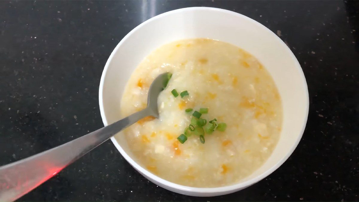 Snakehead fish and pumpkin porridge with cheese