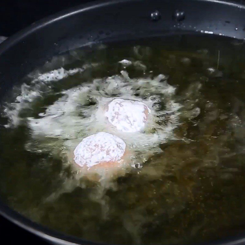 Step 4 Frying meatballs Stuffed mushroom meatballs