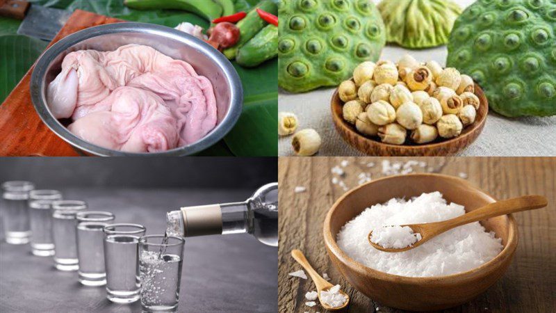 Ingredients for lotus seed stewed stomach dish