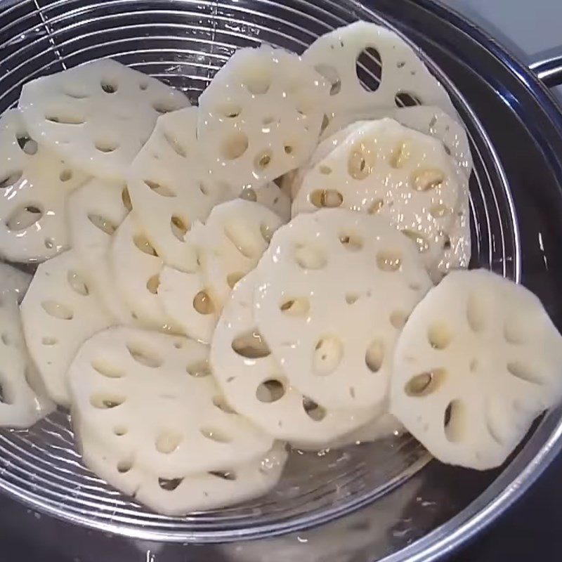 Step 3 Boil vegetables for Lotus Root Kimchi