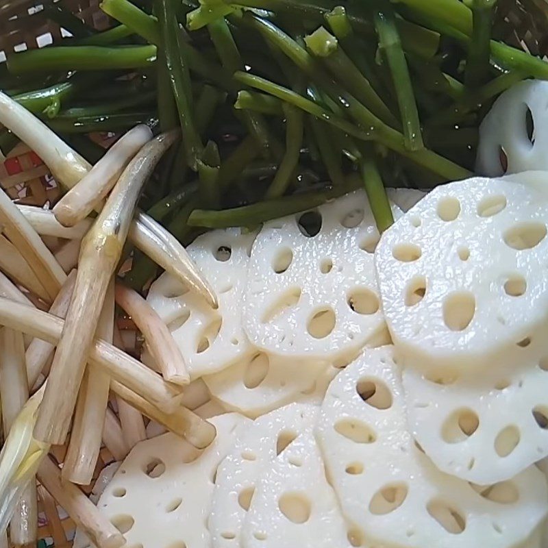 Step 3 Boil vegetables for Lotus Root Kimchi