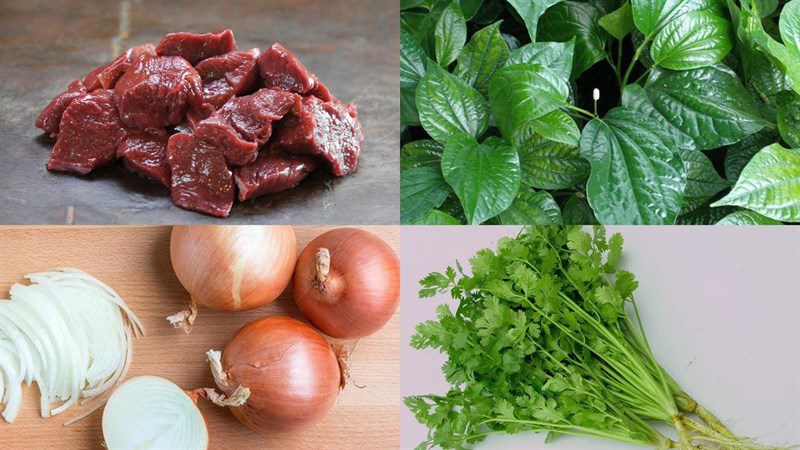 Ingredients for stir-fried deer meat with betel leaves and lemongrass chili