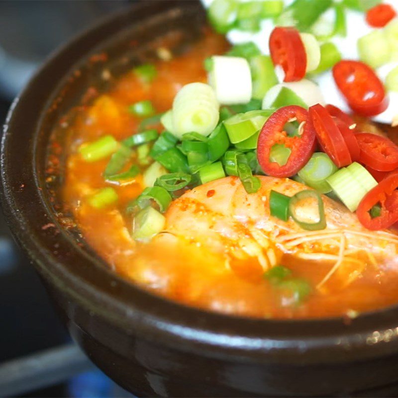 Step 4 Cook the soup Seafood kimchi soup