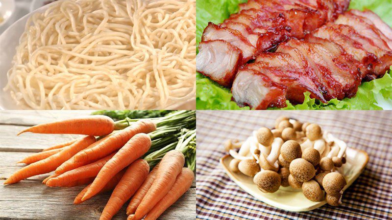 Ingredients for stir-fried char siu noodles