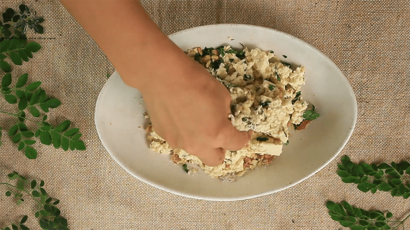 Step 2 Stuff the tofu for Moringa Tofu Cake