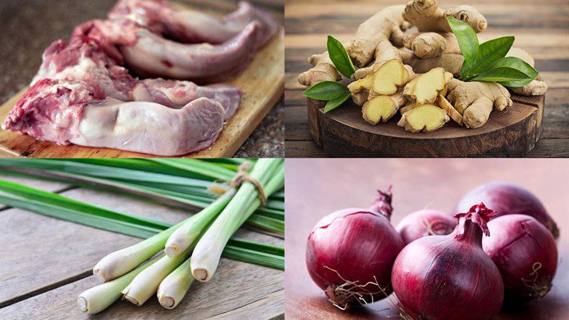 Ingredients for boiled pig tongue dish