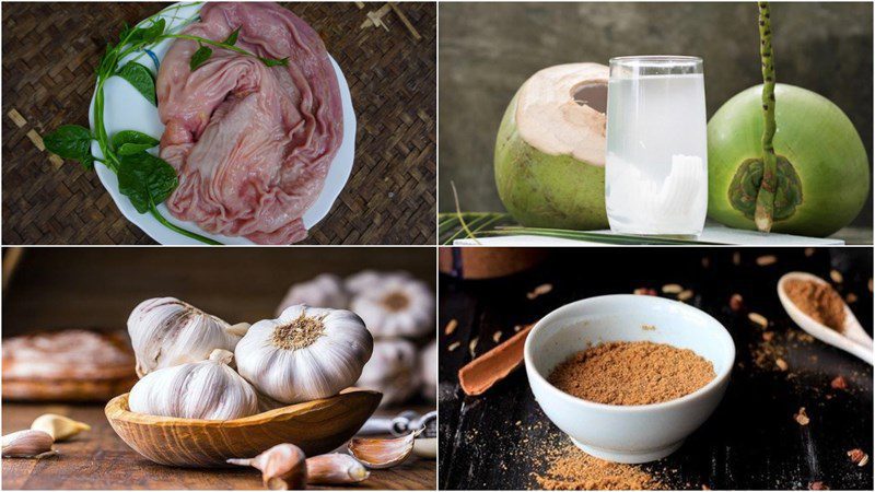 Ingredients for the dish of 2 ways to make pork belly braised in coconut water and sugarcane water