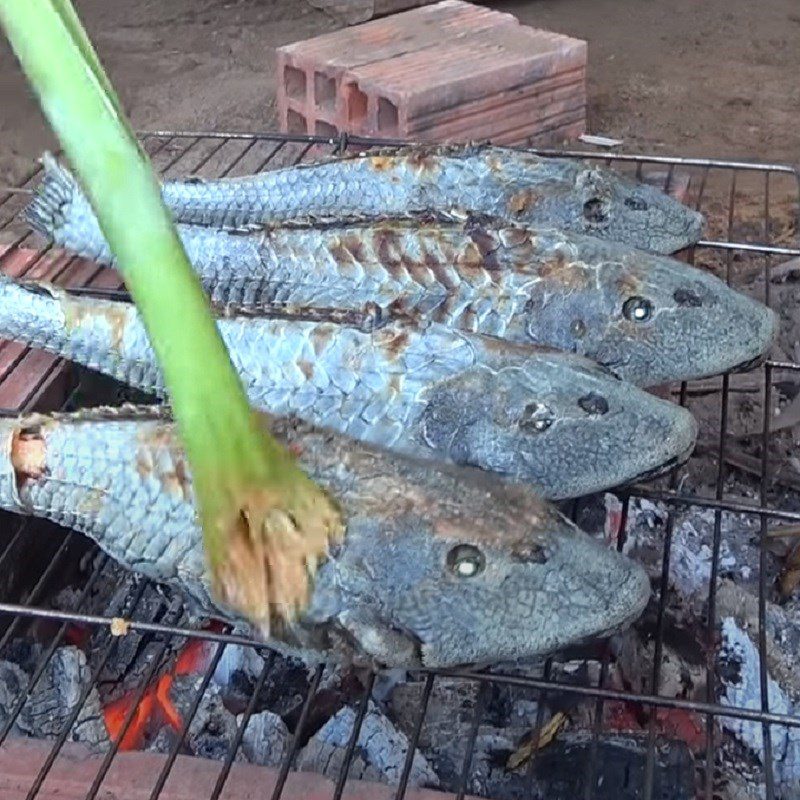 Step 3 Grill the fish Grilled glass fish with chili salt