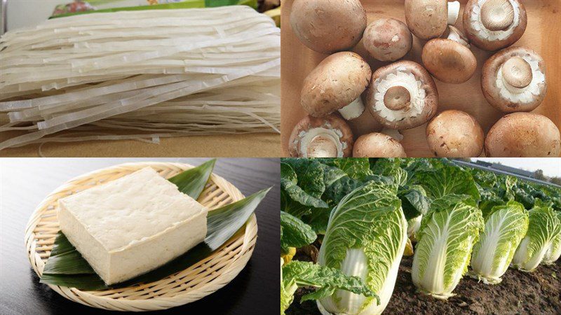 Ingredients for vegetarian stir-fried pho