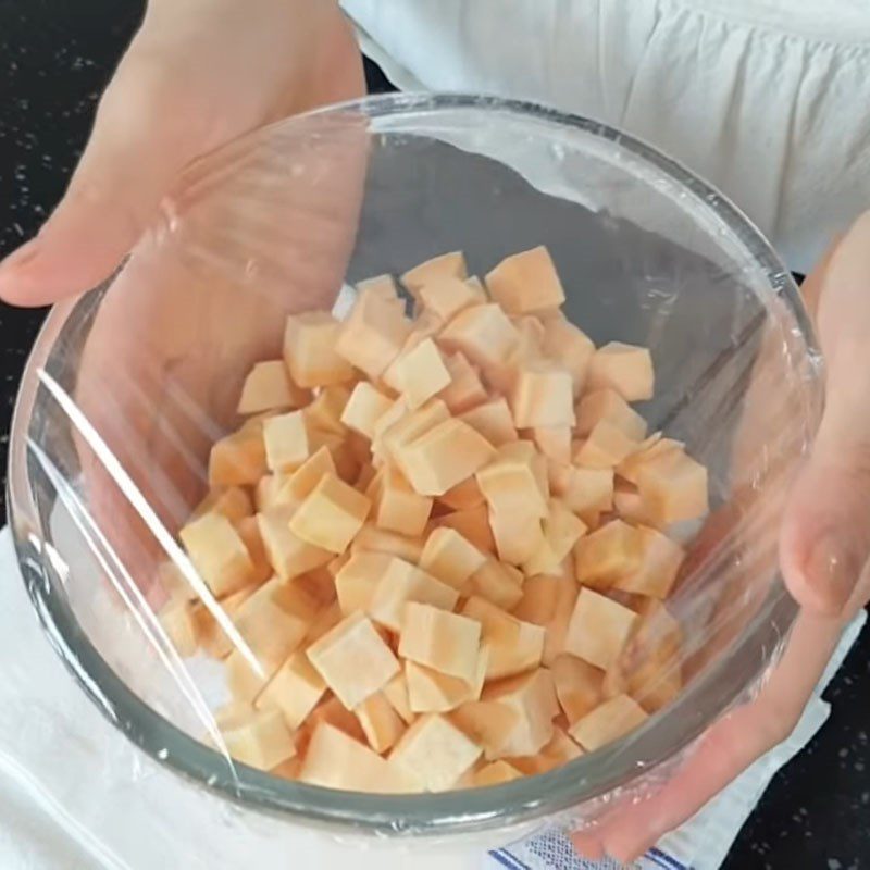 Step 1 Preparing sweet potatoes Sweet potato cupcake with condensed milk