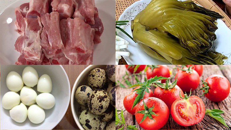 Ingredients for the dish of braised ribs with mustard greens