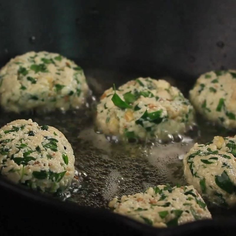 Step 3 Shape and fry Moringa tofu cake