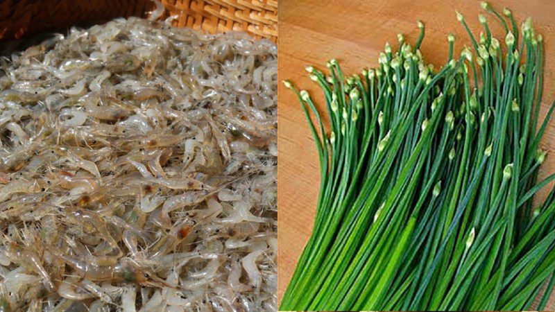 Ingredients for stir-fried shrimp and chives, shrimp stir-fried with chives