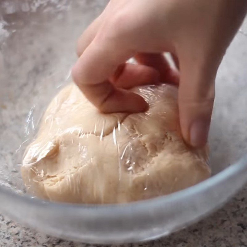 Step 1 Mix the cake dough Fried Cake with mung bean and coconut filling