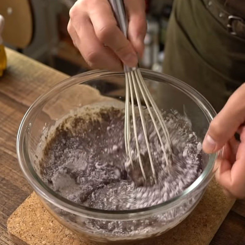 Step 3 Mixing pancake batter Chocolate pancake with pearl cream filling