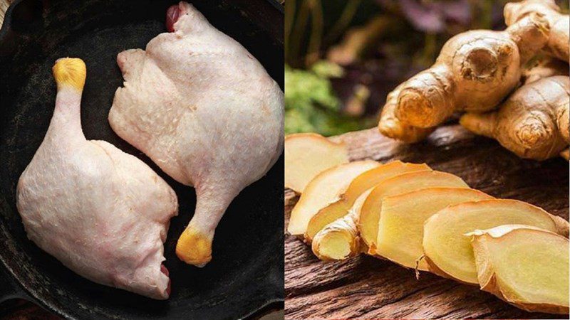 Ingredients for ginger duck stir-fry