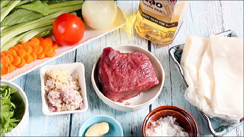 Ingredients for 4 ways to make fried pho