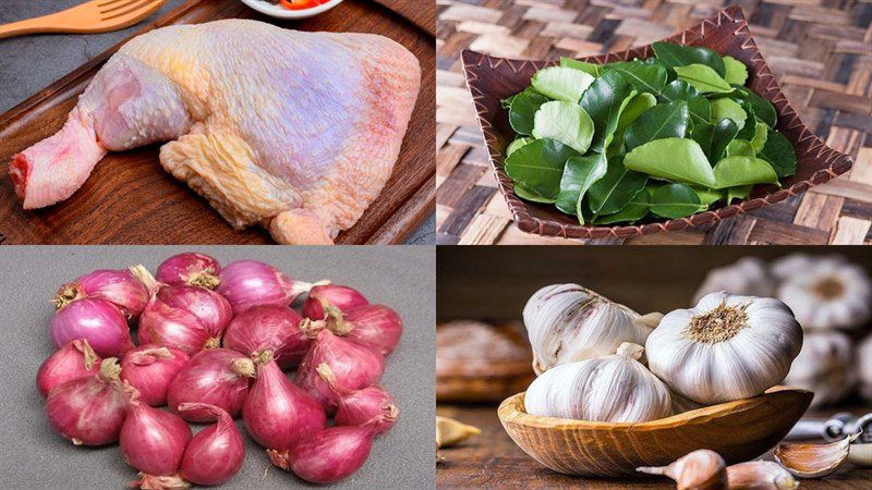 Ingredients for chicken stew with lime leaves