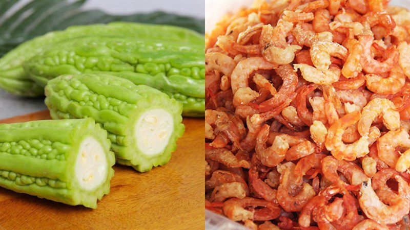 Ingredients for bitter melon soup with dried shrimp