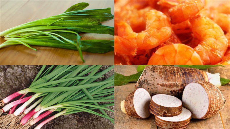 Ingredients for the dish 2 ways to cook taro soup with shrimp