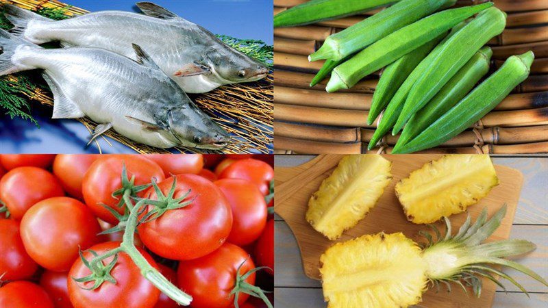 Ingredients for sour basa fish soup