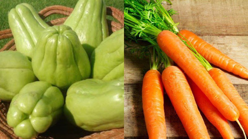 Ingredients for the dish 2 ways to make boiled chayote and boiled chayote shoots