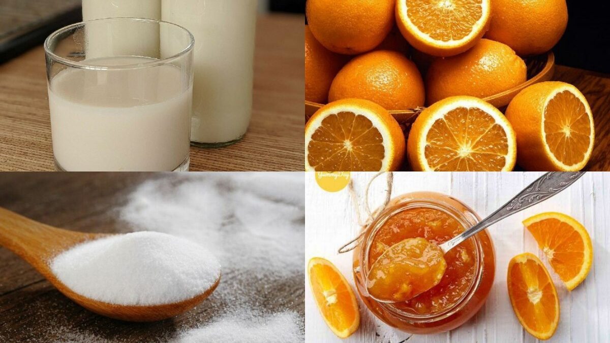 Ingredients for orange milk dish