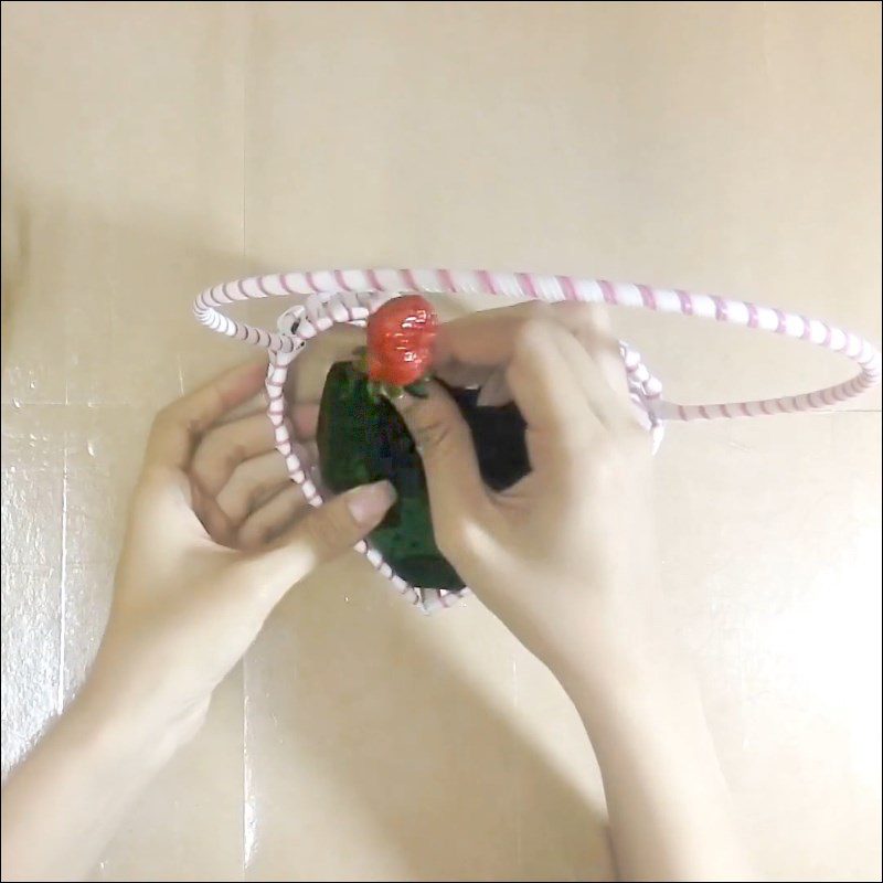 Step 2 Insert strawberries into the flower basket for Strawberry Flower Basket