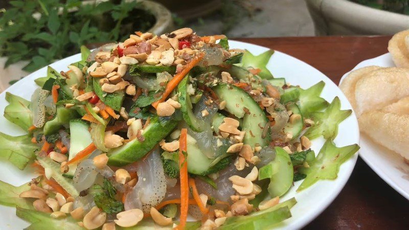 Sea cucumber salad with cucumber