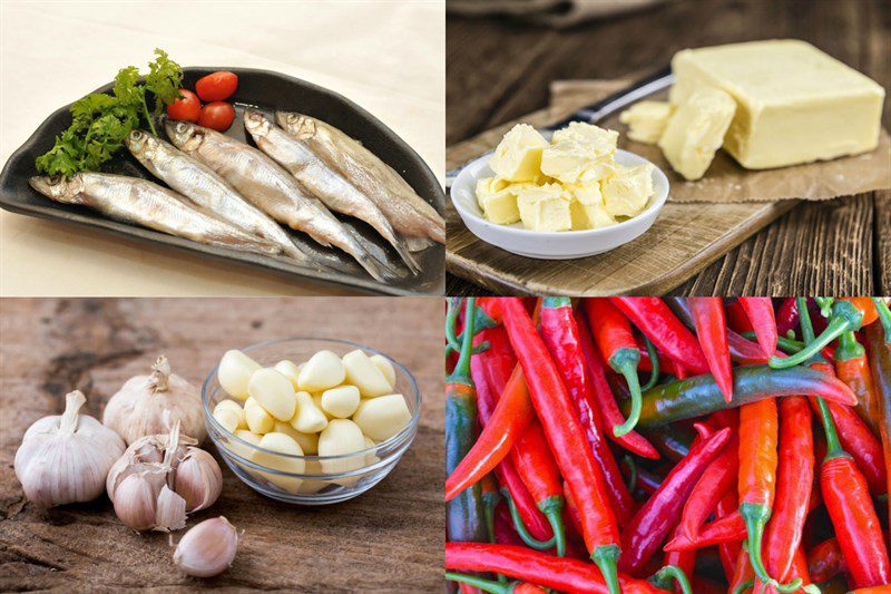 Ingredients for fried fish roe