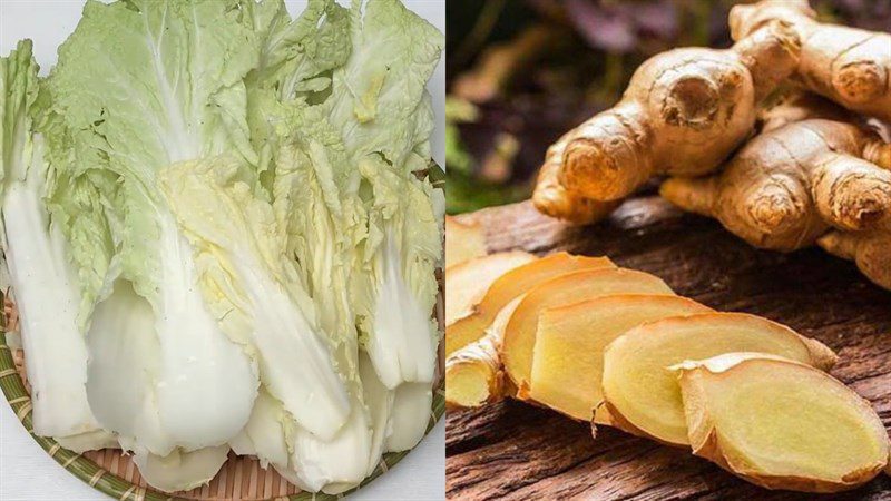 Ingredients for boiled napa cabbage