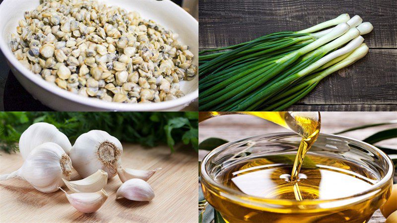 Ingredients for stir-fried clams with onions