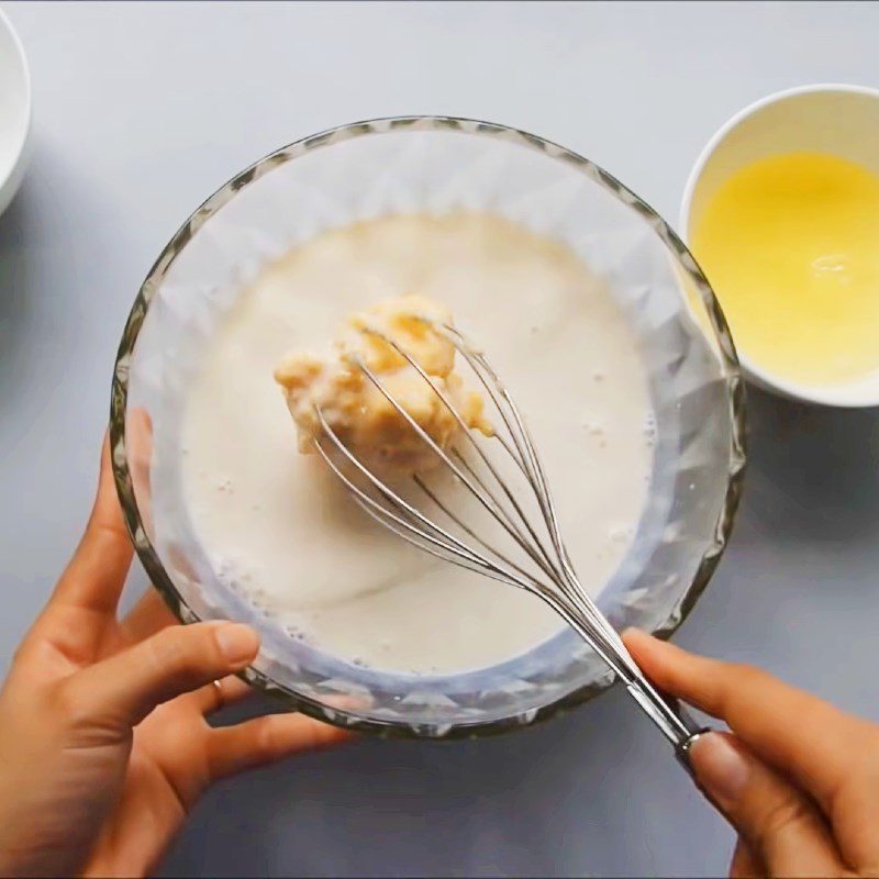 Step 1 Mix the milk mixture Fried Fresh Milk Cake with Flour