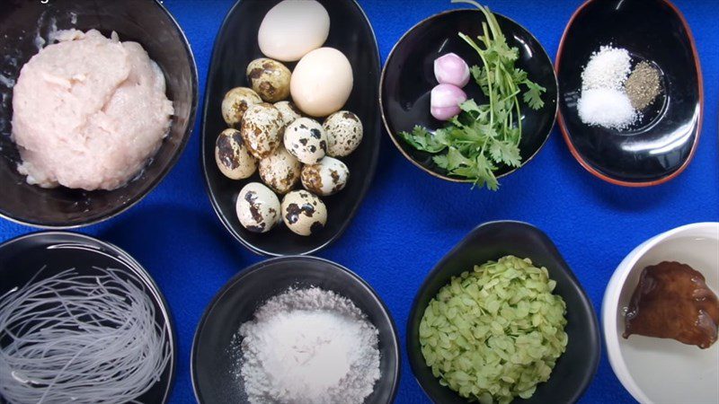 Ingredients for deep-fried fish cake wrapped in quail eggs