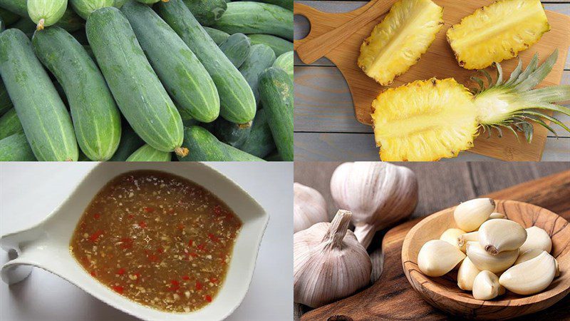 Ingredients for the dish of cucumbers soaked in dipping sauce