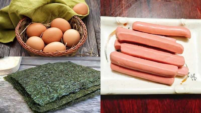 Ingredients for sausage rolled egg dish