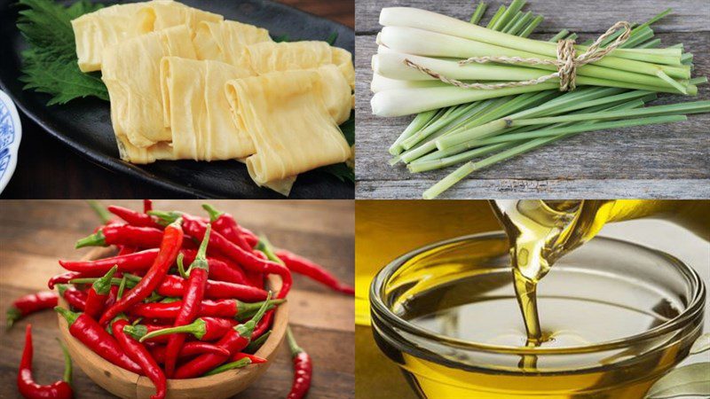 Ingredients for spicy fried tofu skin