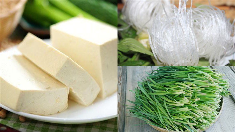 Ingredients for tofu noodle dish