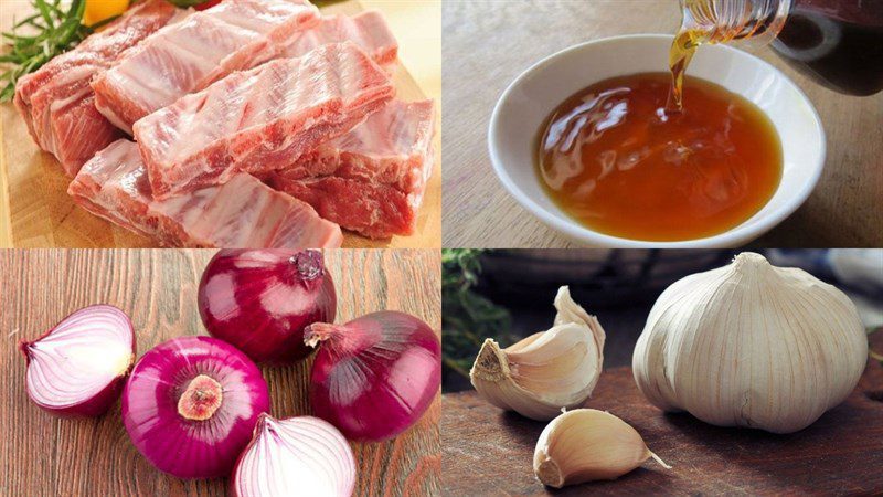 Ingredients for deep-fried ribs with fish sauce