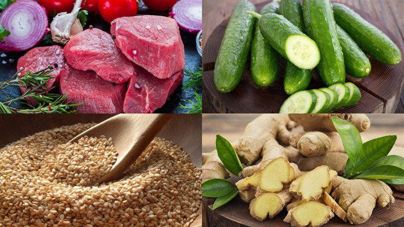 Ingredients for stir-fried beef with cucumbers