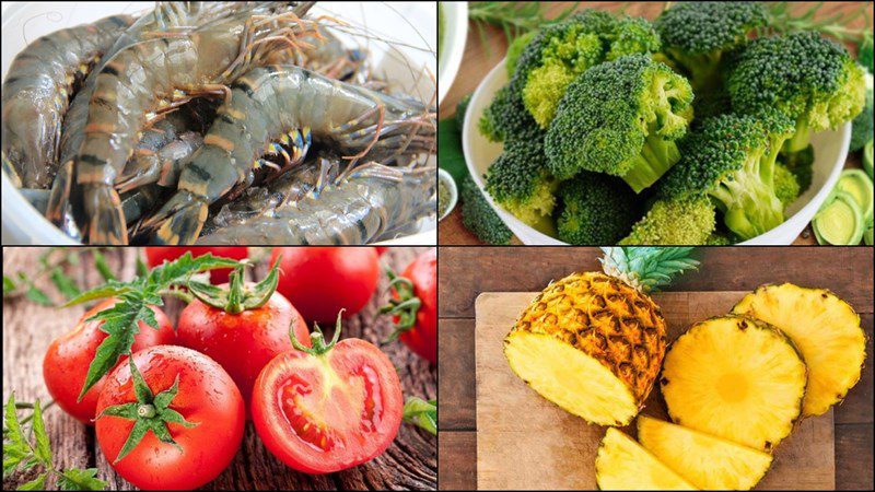 Ingredients for stir-fried shrimp with vegetables