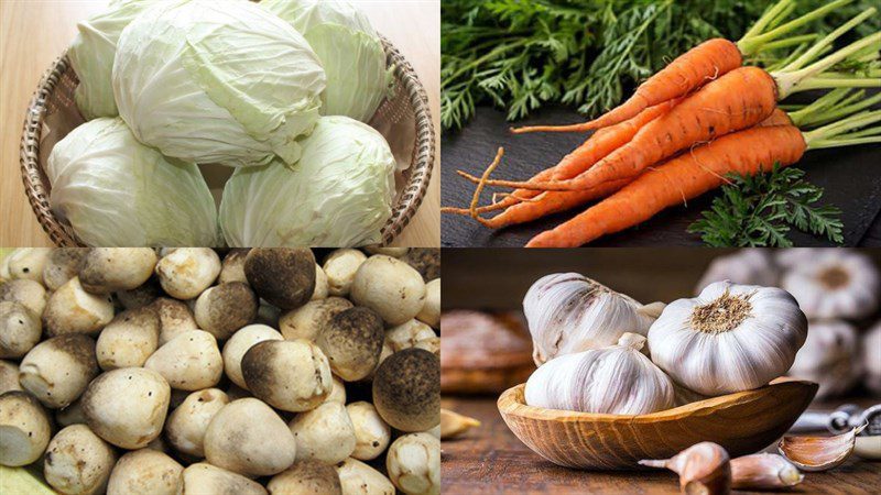 Ingredients for stir-fried cabbage with carrots