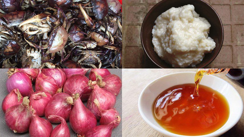 Ingredients for crab soup cooked with sour rice